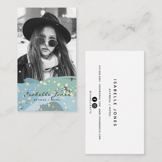 俳優モデルシンガーターコイズフォト名刺 名刺 (正面/裏面)