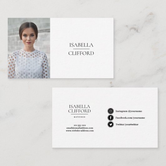 俳優モデルダンサーのヘッドショット写真ソーシャルメディア 名刺 (正面/裏面)