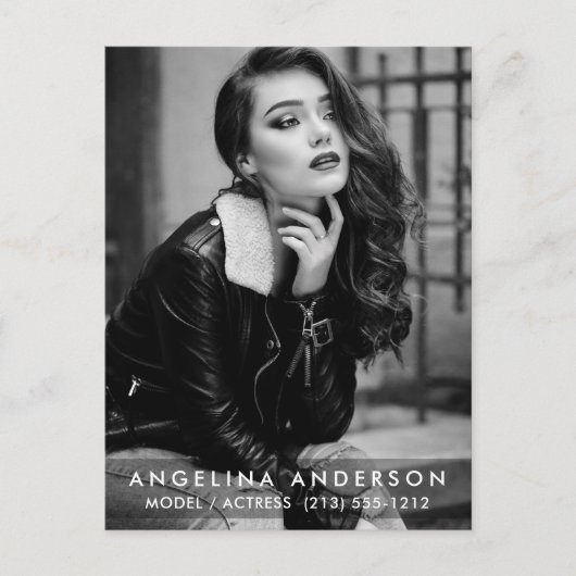 俳優モデル写真白黒はがき ポストカード (正面)