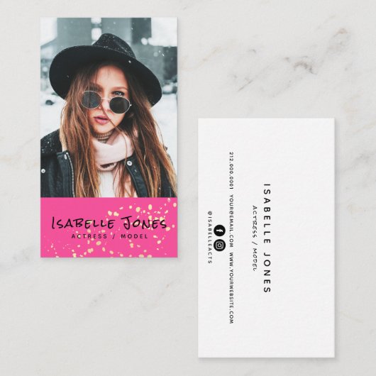 俳優モデル歌手ダンサーピンク写真の名刺 名刺 (正面/裏面)