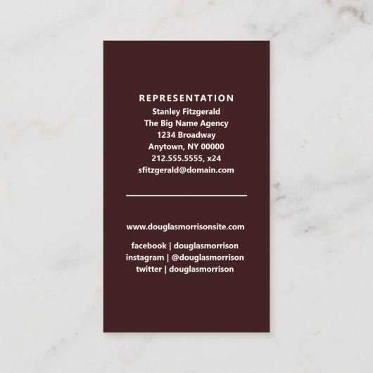 俳優モデル縦型フォトマルーン 名刺 (裏面)