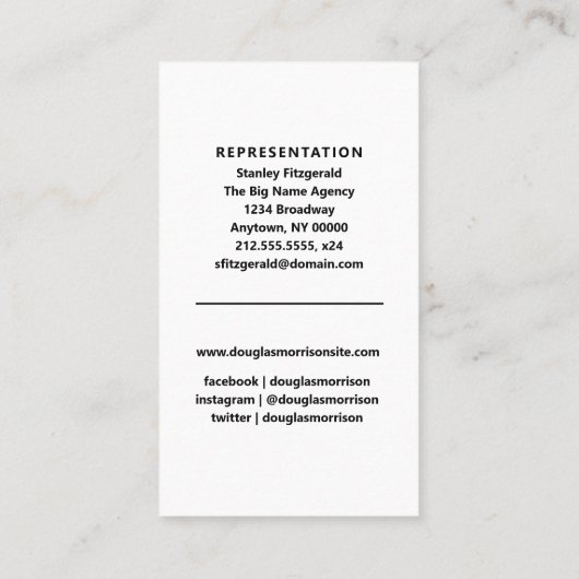 俳優モデル縦型フォト名刺 名刺 (裏面)