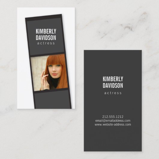 俳優、モデルのためのフォトブースフィルムストリップ 名刺 (正面/裏面)