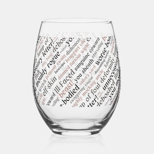 俳優：夜の贈り物シェークスピア侮辱 ステムなしワイングラス (正面)