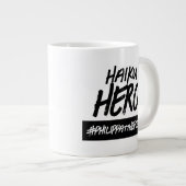 俳句おもしろいヒーローのハッシュタグ名 ジャンボコーヒーマグカップ (正面右)