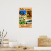 俳句シーズンポスター(桃の背景) ポスター (キッチン)