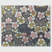 俳句白黒ピンクイエロー春の花 ラッピングペーパー (フラット)