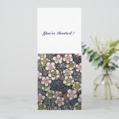 俳句 / モノクロ イエロー ピンク 春の花 招待状 (スタンド正面)