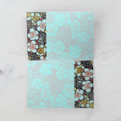 俳句/ モノクロ ピンク ピンク 青 春の花 カード (内部)