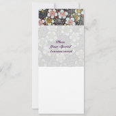 俳句/白黒イエローピンク春の花 招待状 (裏面)