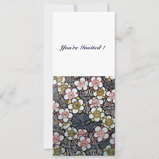 俳句/白黒イエローピンク春の花 招待状 (正面)