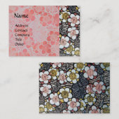 俳句/白黒グレーピンク春の花 名刺 (正面/裏面)