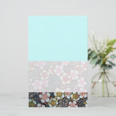 俳句/白黒ターコイズブルー春の花 便箋 (スタンド正面)