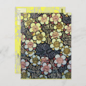 俳句/白黒ピンクイエロー春の花 ポストカード (正面/裏面)