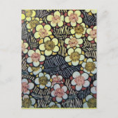 俳句/白黒ピンクイエロー春の花 ポストカード (正面)