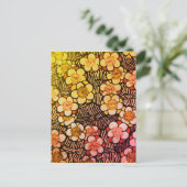 俳句/白黒ピンクイエロー春の花 ポストカード (スタンド正面)