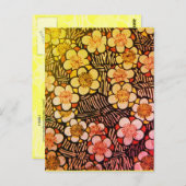 俳句/白黒ピンクイエロー春の花 ポストカード (正面/裏面)