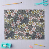 俳句/白黒ピンクイエロー春の花 薄葉紙 (クラフト)