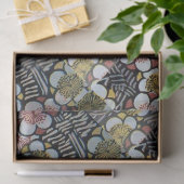 俳句/白黒ピンクイエロー春の花 薄葉紙 (ギフト)