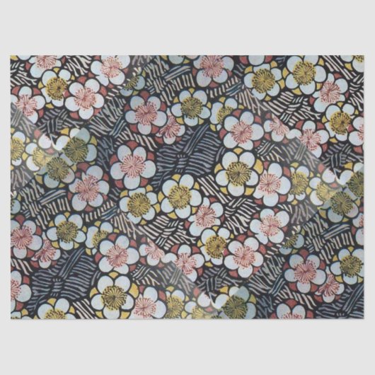 俳句/白黒ピンクイエロー春の花 薄葉紙 (正面)