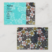 俳句/白黒ブルーターコイズ春の花 名刺 (正面/裏面)