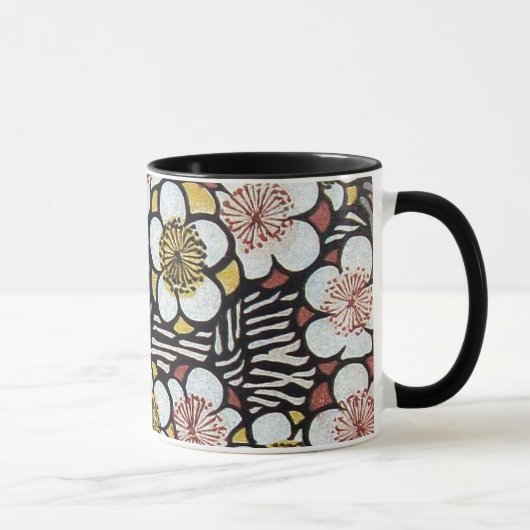 俳句/黒白ピンク春の花 マグカップ (右)