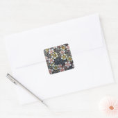 俳句/黒白ピンク黄色春の花 スクエアシール (封筒)