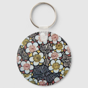 俳句 黒 白 ピンク 黄色 春の花 キーホルダー