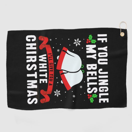 俺のもし鈴を鳴らしたろ与えう白いクリスマス ゴルフタオル (横)