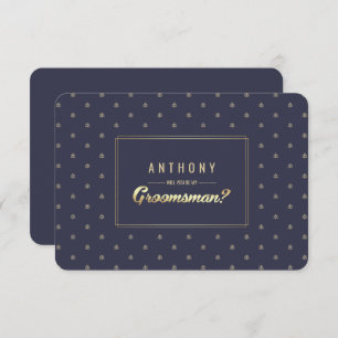 俺のグロムスマンか？ネイビーブルー金ゴールド結婚ズ 招待状