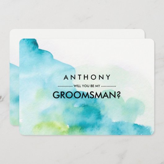 俺のグロムスマンか？水モダン色 招待状 (正面/裏面)