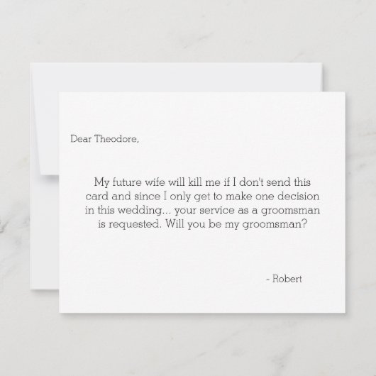 俺のグロムスマンか? | Groomsmenの複数形 招待状 (裏面)