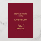 俺のグロムスマンになってくれるか?ブルゴーニュと金ゴールド 箔招待状 (裏面)