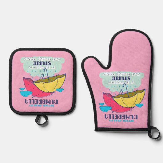 俺のダンブレラを捕まえたほうがいいかわいらしバカ 鍋つかみ&鍋敷きセット (正面)