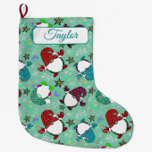 俺のノミーは？ホリデイ格言 – シーフォームグリーン ラージクリスマスストッキング (正面)