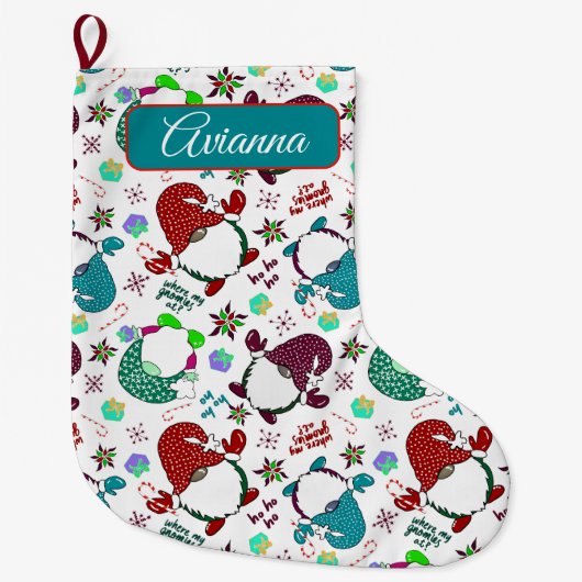 俺のノミーは?ホリデー格言 – ホワイト ラージクリスマスストッキング (正面)