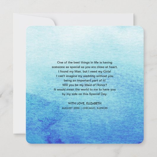 俺のメイド・オブ・オーナー(花嫁付き添い人)だ。ビーチ海辺 招待状 (裏面)