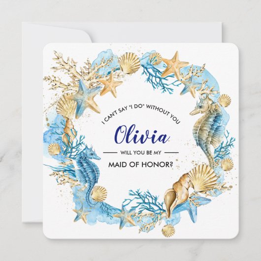 俺のメイド・オブ・オーナー(花嫁付き添い人)だ。ビーチ海辺 招待状 (正面)