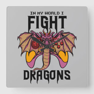 俺の世界でドラゴンと戦う スクエア壁時計