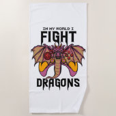 俺の世界でドラゴンと戦う ビーチタオル (正面)