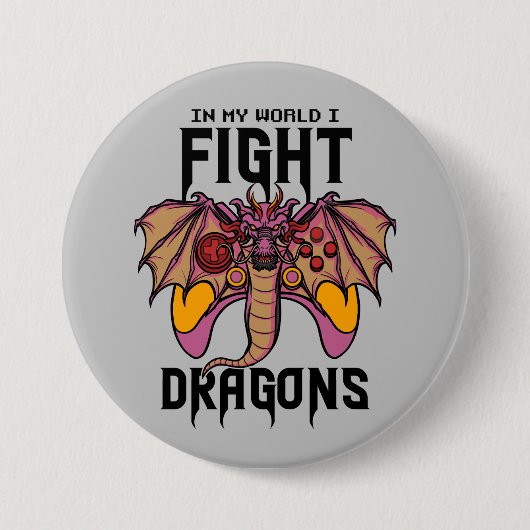 俺の世界でドラゴンと戦う 缶バッジ (正面)