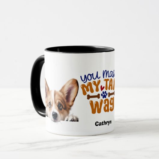 俺の尻尾を振るうコルギドッグ マグカップ (正面左)
