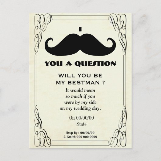 俺の花婿介添人か花婿介添人か インビテーションポストカード (正面)