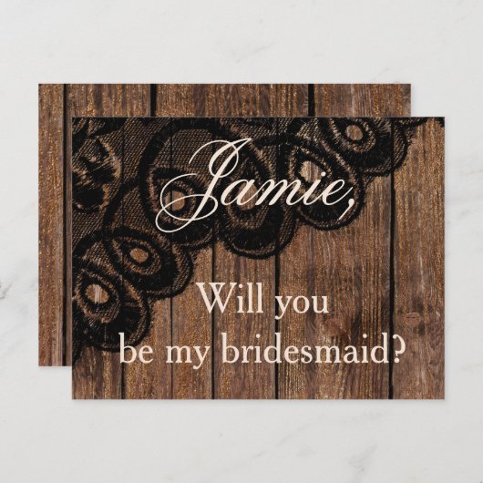 俺の花嫁のウッド&レースフェイクか インビテーションポストカード (正面/裏面)