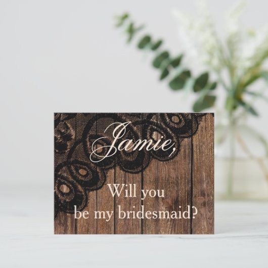 俺の花嫁のウッド&レースフェイクか インビテーションポストカード (スタンド正面)