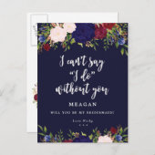 俺の花嫁カードのネイビーフローラか インビテーションポストカード (正面/裏面)