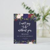 俺の花嫁カードのネイビーフローラか インビテーションポストカード (スタンド正面)