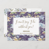 俺の花嫁カードのネイビーフローラか インビテーションポストカード (正面/裏面)