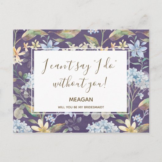 俺の花嫁カードのネイビーフローラか インビテーションポストカード (正面)