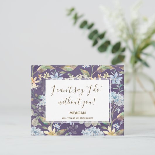 俺の花嫁カードのネイビーフローラか インビテーションポストカード (スタンド正面)